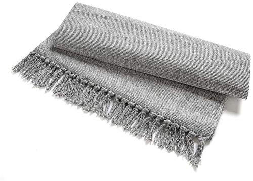 Cleana Arts Alfombra de área de Algodón Tejido a Mano Alfombra Reversible de Piso Mantel Gris 60 cm x 90 cm Cleana Arts Alfombra de área de Algodón Tejido a Mano Alfombra Reversible de Piso Mantel Gris 60 cm x 90 cm