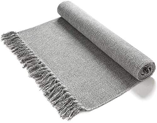 Cleana Arts Alfombra de área de Algodón Tejido a Mano Alfombra Reversible de Piso Mantel Gris 60 cm x 90 cm