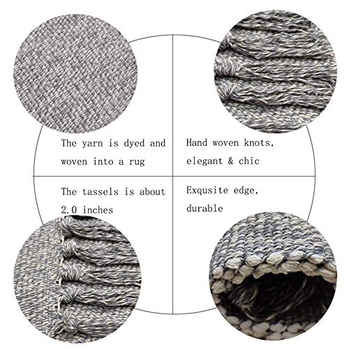 Cleana Arts Alfombra de área de Algodón Tejido a Mano Alfombra Reversible de Piso Mantel Gris 60 cm x 90 cm Cleana Arts Alfombra de área de Algodón Tejido a Mano Alfombra Reversible de Piso Mantel Gris 60 cm x 90 cm