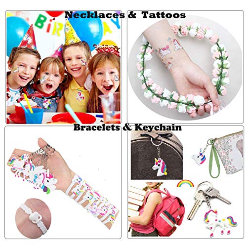 Clerfy Acc 41 Pieza Unicornio Pulsera Anillo Tatuajes temporales Niños Regalos