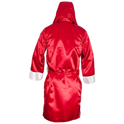 Cleto Reyes Bata de boxeo con capucha de satén, talla XL, color rojo y blanco