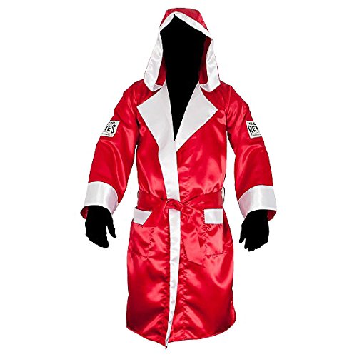 Cleto Reyes Bata de boxeo con capucha de satén, talla XL, color rojo y blanco