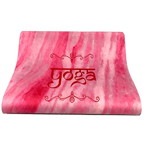 CLHCilihu Estera de Gamuza de Yoga, Estera de Fitness de Caucho Natural Bordada Suave Agarre Antideslizante para Yoga Serio Bikram Vinyasa Ashtanga Hot Yoga Pilates Barre Pink