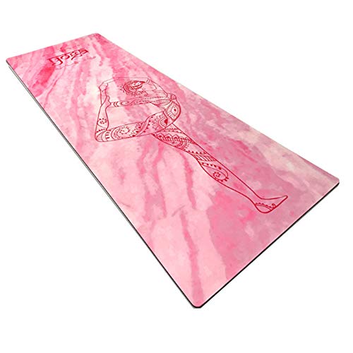 CLHCilihu Estera de Gamuza de Yoga, Estera de Fitness de Caucho Natural Bordada Suave Agarre Antideslizante para Yoga Serio Bikram Vinyasa Ashtanga Hot Yoga Pilates Barre Pink