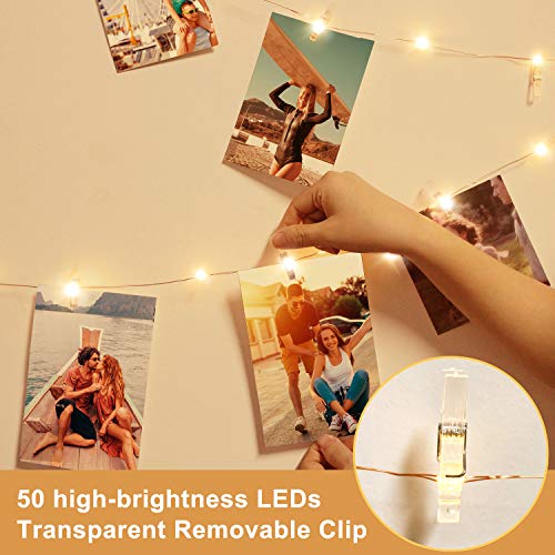 Clip Cadena de Luces LED, LECLSTAR LED Fotoclips Guirnalda de Luces,ideal para Hogar, Pared, Navidad, Fiesta, Boda,Decoraciones de Dormitorio(50 Clips)