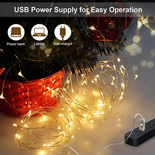 Clip Cadena de Luces LED USB,LECLSTAR 10m 100 LED Fotoclips Guirnalda de Luces con 50 Pinzas,ideal para Hogar, Pared, Navidad, Fiesta, Boda,Decoraciones de Dormitorio