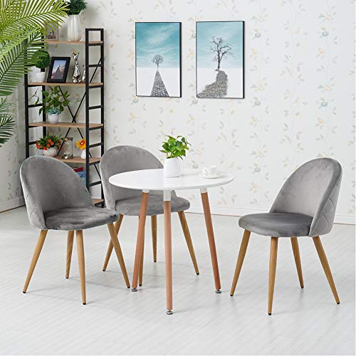 CLIPOP - Juego de 4 sillas de comedor de terciopelo con respaldo y patas de metal resistente de estilo de madera para salón, sala de estar, cocina, oficina y restaurante, Gris, 46*46*77 CM