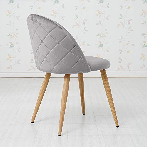 CLIPOP - Juego de 4 sillas de comedor de terciopelo con respaldo y patas de metal resistente de estilo de madera para salón, sala de estar, cocina, oficina y restaurante, Gris, 46*46*77 CM CLIPOP - Juego de 4 sillas de comedor de terciopelo con respaldo y patas de metal resistente de estilo de madera para salón, sala de estar, cocina, oficina y restaurante, Gris, 46*46*77 CM