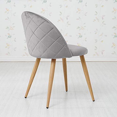 CLIPOP - Juego de 4 sillas de comedor de terciopelo con respaldo y patas de metal resistente de estilo de madera para salón, sala de estar, cocina, oficina y restaurante, Gris, 46*46*77 CM