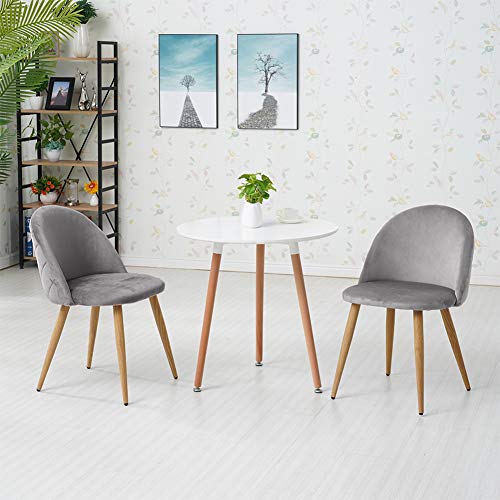 CLIPOP - Juego de 4 sillas de comedor de terciopelo con respaldo y patas de metal resistente de estilo de madera para salón, sala de estar, cocina, oficina y restaurante, Gris, 46*46*77 CM CLIPOP - Juego de 4 sillas de comedor de terciopelo con respaldo y patas de metal resistente de estilo de madera para salón, sala de estar, cocina, oficina y restaurante, Gris, 46*46*77 CM