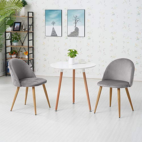 CLIPOP - Juego de 4 sillas de comedor de terciopelo con respaldo y patas de metal resistente de estilo de madera para salón, sala de estar, cocina, oficina y restaurante, Gris, 46*46*77 CM