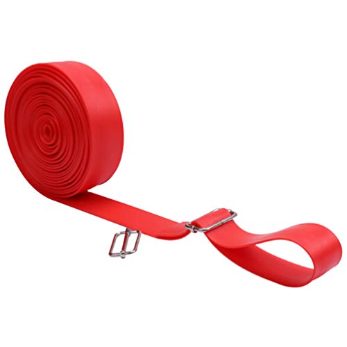 CLISPEED Banda de Resistencia Al Ejercicio Fitness Yoga Pilates Gimnasio Entrenamiento Elástico Powerlifting Ejercicio Bucle Bandas Protector de Entrenamiento de Fuerza en El Hogar con 2 Hebillas Rojo