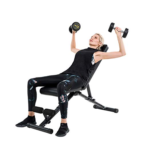 CLJ QWER Banco de Entrenamiento Ajustable/Plegable de 650 Libras, Plano/Inclinado/declinado, Banco de Pesas para Uso General, Equipo de Ejercicio, Banco para Sentarse con extensión de piernas para