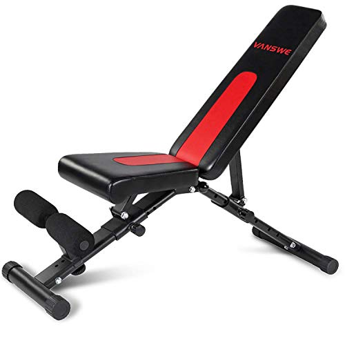 CLJ QWER Banco de Entrenamiento Ajustable/Plegable de 650 Libras, Plano/Inclinado/declinado, Banco de Pesas para Uso General, Equipo de Ejercicio, Banco para Sentarse con extensión de piernas para