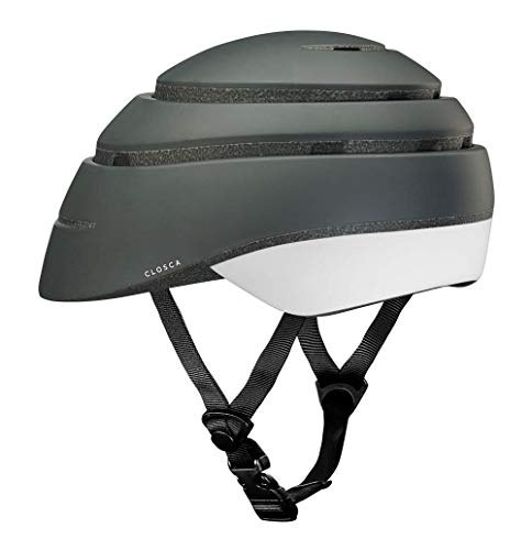 Closca Casco de Bicicleta para Adulto, Plegable Helmet Loop. Casco de Bici y Patinete Eléctrico/Scooter para Mujer y Hombre Unisex. Negro/Blanco, Talla L