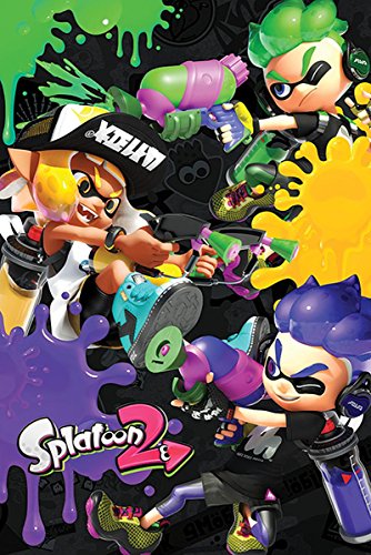 Close Up Póster Splatoon 2-3 Way Battle A (61cm x 91,5cm) + 2 Marcos Transparentes con suspención