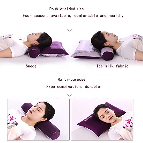 ClothHouse Cassia Almohada Cervical Reparación Espina Cervical Adulto Especial para Dormir Cuello Almohada Corrección Almohada Núcleo Redondo,Purple