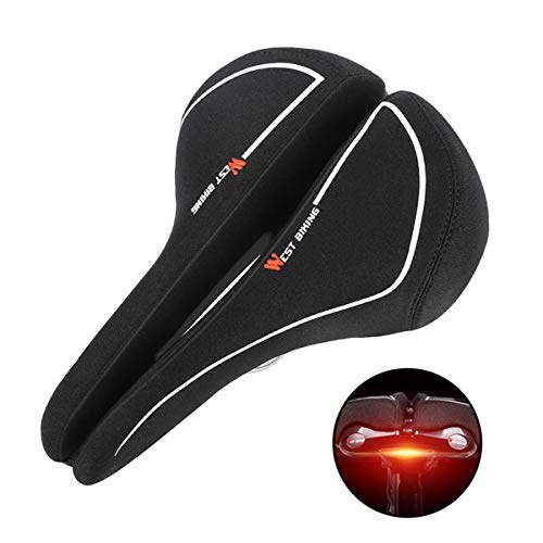 CLOUD POWER Sillín De Bicicleta, Asiento De Bicicleta Hueco Y Ergonómico Impermeable Y Transpirable con Luz Trasera Bici, para MTB, Mountain, Ciudad Bicicletas CLOUD POWER Sillín De Bicicleta, Asiento De Bicicleta Hueco Y Ergonómico Impermeable Y Transpirable con Luz Trasera Bici, para MTB, Mountain, Ciudad Bicicletas