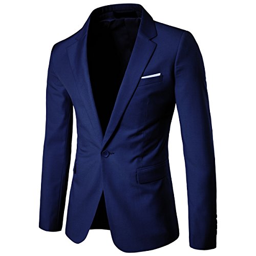 Cloudstyle Traje Suit Hombre 3 Piezas Chaqueta Chaleco pantalon Traje al Estilo Occidental, Azul, L