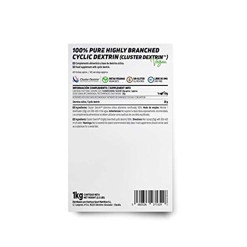 Cluster Dextrin (Ciclodextrinas) de HSN | Batido de Hidratos de Carbono para un Rendimiento Superior y Recuperación Óptima, Sin Azúcares | Vegano, Sin Gluten, Sin Lactosa, Sin Sabor, 1000 gr Cluster Dextrin (Ciclodextrinas) de HSN | Batido de Hidratos de Carbono para un Rendimiento Superior y Recuperación Óptima, Sin Azúcares | Vegano, Sin Gluten, Sin Lactosa, Sin Sabor, 1000 gr