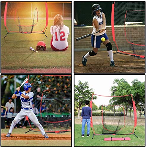 CN-WSC Red de Entrenamiento para Béisbol Practica de Softbol Red de Entrenamiento de Tubos de Acero Softball, bateo, Lanzamiento, bateo, Objetivo de Zona de Ataque (7 * 7ft)