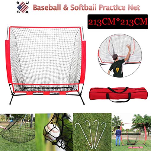 CN-WSC Red de Entrenamiento para Béisbol Red de Entrenamiento de Bateo, Red de Entrenamiento con Bolsa de Transporte con Zona de Huelga Golpear Bateo Catching Lanzador 5 * 5ft