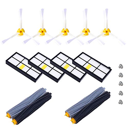 CNASA for iRobot Roomba de la Serie 800 y 900 con 2 Juegos de extractores de escombros sin enredos, 4 filtros, 5 cepillos Laterales y 5 Tornillos Libres de