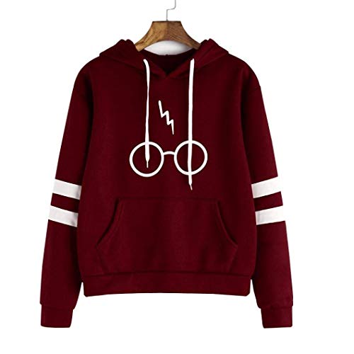 CNBOY Mujeres Camisetas Manga Larga Varsity Gafas de Harry Potter Encapuchado Camisa de Entrenamiento Sudaderas con Capucha Tops (Vino Rojo, S) CNBOY Mujeres Camisetas Manga Larga Varsity Gafas de Harry Potter Encapuchado Camisa de Entrenamiento Sudaderas con Capucha Tops (Vino Rojo, S)