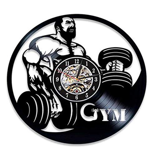 CNLSZM Reloj De Pared De Disco De Vinilo Diseño Moderno Sin Dolor Sin Ganancia Gimnasio Culturismo Fitness Deporte Reloj De Vinilo Reloj De Pared Culturista Regalo-with LED CNLSZM Reloj De Pared De Disco De Vinilo Diseño Moderno Sin Dolor Sin Ganancia Gimnasio Culturismo Fitness Deporte Reloj De Vinilo Reloj De Pared Culturista Regalo-with LED
