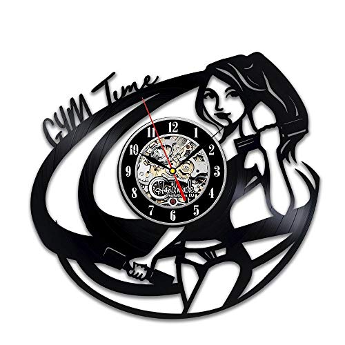 CNLSZM Retro Vinyl Wall Clock Fitness Art Theme Vinyl Mute Wall Clock Decoración Moderna del Hogar-with LED CNLSZM Retro Vinyl Wall Clock Fitness Art Theme Vinyl Mute Wall Clock Decoración Moderna del Hogar-with LED