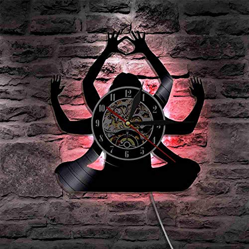 CNLSZM Yoga Studio Wall Art Decor Clock Body-Building Sport Vinyl Record Reloj De Pared Fitness Yoga Reloj De Pared Yoga Lover No Led CNLSZM Yoga Studio Wall Art Decor Clock Body-Building Sport Vinyl Record Reloj De Pared Fitness Yoga Reloj De Pared Yoga Lover No Led