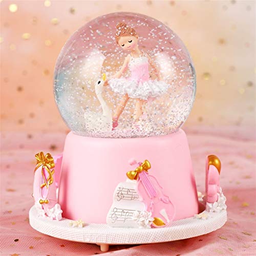 CNZXCO Caja de música Bailando Ballet Chica Exterior rotación de Voz Control Crystal Ball Box Caja Princesa niños cumpleaños Regalo niña (Color : Girl Looking up, Size : 14 * 17cm)