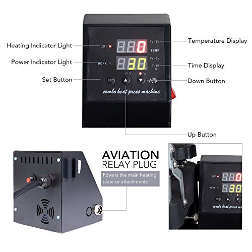 CO-Z Prensa de Calor 30 X 38CM Impresora para Camisetas con Control Digital Dual Máquina Plancha Termica Sublimacion Giratoria de 360 Grados (30 x 38 cm) CO-Z Prensa de Calor 30 X 38CM Impresora para Camisetas con Control Digital Dual Máquina Plancha Termica Sublimacion Giratoria de 360 Grados (30 x 38 cm)