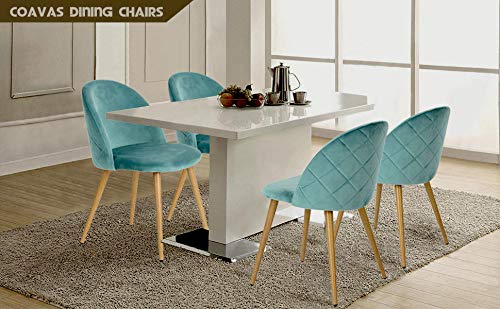 Coavas Juego de 2 Sillas Estilo Vintage Retro para Salón Tapizadas en Terciopelo Verde Aqua Menta Coavas Juego de 2 Sillas Estilo Vintage Retro para Salón Tapizadas en Terciopelo Verde Aqua Menta