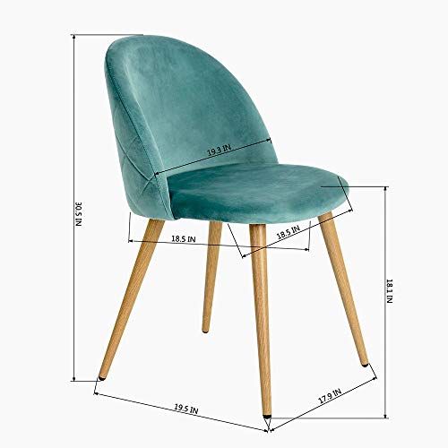 Coavas Juego de 2 Sillas Estilo Vintage Retro para Salón Tapizadas en Terciopelo Verde Aqua Menta Coavas Juego de 2 Sillas Estilo Vintage Retro para Salón Tapizadas en Terciopelo Verde Aqua Menta