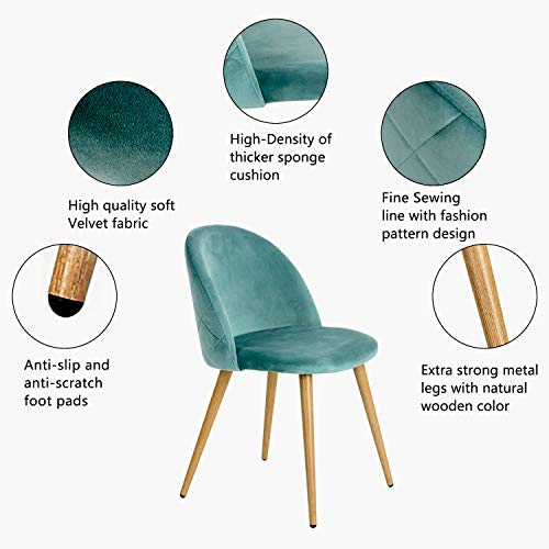 Coavas Juego de 2 Sillas Estilo Vintage Retro para Salón Tapizadas en Terciopelo Verde Aqua Menta Coavas Juego de 2 Sillas Estilo Vintage Retro para Salón Tapizadas en Terciopelo Verde Aqua Menta