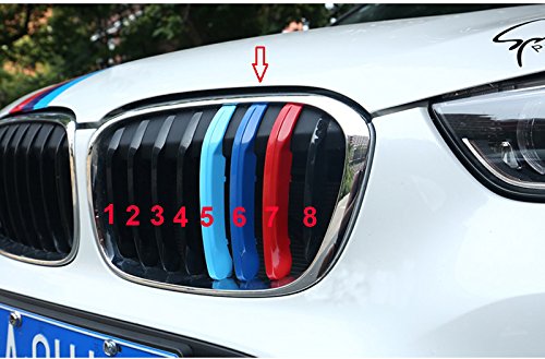 Cobear M-Colore Franjas Decorativas para Parrilla Delantera para X1 F48 2016-2018 3 Piezas (8 Varillas)