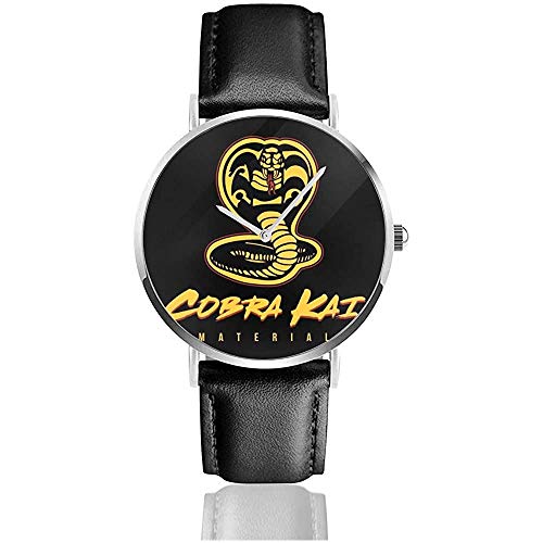 Cobra Kai Material Karate Kid Relojes Reloj de Cuero de Cuarzo con Correa de Cuero Negro para Regalo de colección