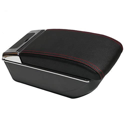 Coche Apoyabrazos para CX3 CX-3 2014-2019 Doble Capa Caja de Almacenamiento de Consola Central Negro con costura roja