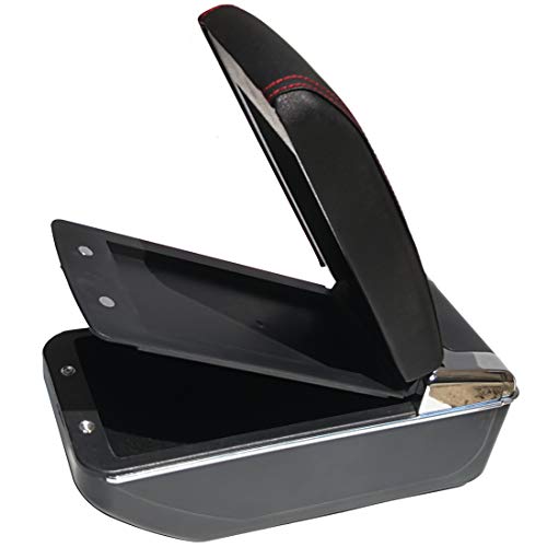 Coche Apoyabrazos para CX3 CX-3 2014-2019 Doble Capa Caja de Almacenamiento de Consola Central Negro con costura roja