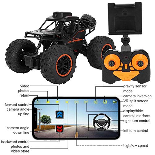 Coche de Control Remoto 1:18 2.4G RC Crawler Car Toy 360 ° Doble Giro Lateral Vehículo Todoterreno Juguete con cámara para niños