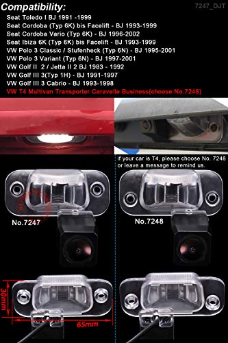 Coche Placa de Licencia Cámara de Marcha atrás Visión Nocturna para Seat Toledo Cordoba Vario(Typ 6K) Ibiza 6K Polo 3 Classic/Stufenheck Jetta II (18mm Top Lens) Coche Placa de Licencia Cámara de Marcha atrás Visión Nocturna para Seat Toledo Cordoba Vario(Typ 6K) Ibiza 6K Polo 3 Classic/Stufenheck Jetta II (18mm Top Lens)