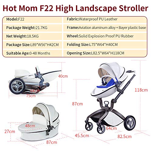 Cochecito de bebé Hot Mom 2 en 1 con Sillas de paseo, 2020 Lifestyle F22 con 2 piezas - Blanc