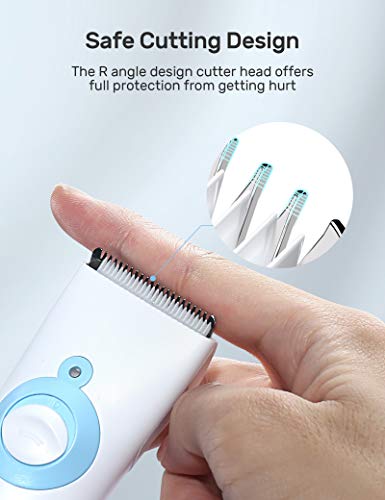 CocoBear Cortapelos para Bebés, Recortador de Cerámica Súper Silencioso para Niño, Kit de Corte de Pelo Impermeable IPX7 para Bebés, Hombres y Mujeres, Usb Recargable, Inalámbrico, Blanco y Azul.