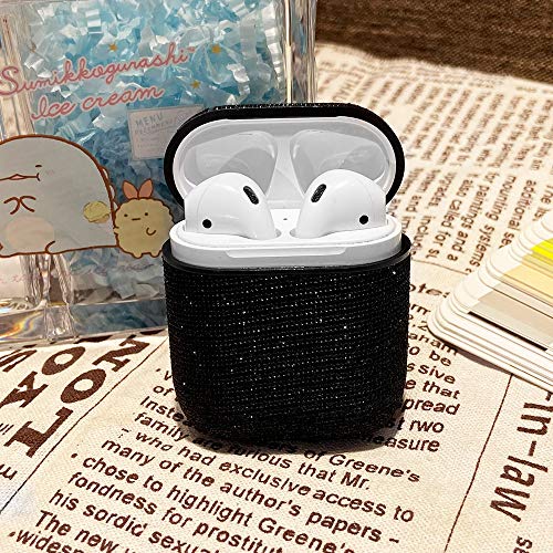 Cocomii Funda de piel con purpurina para AirPods de policarbonato, delgada, brillante, de policarbonato duro, con llavero, brillante, brillante, con lentejuelas, compatible con Apple AirPods (negro)