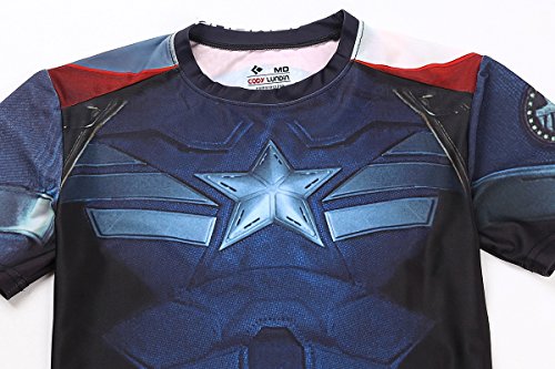 Cody Lundin los Hombres Compresión Armadura América héroe Insignia Fitness Correr Deporte Manga Corta de (XL) Cody Lundin los Hombres Compresión Armadura América héroe Insignia Fitness Correr Deporte Manga Corta de (XL)