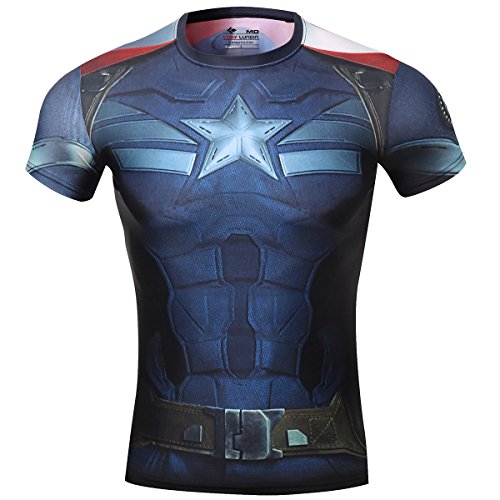 Cody Lundin los Hombres Compresión Armadura América héroe Insignia Fitness Correr Deporte Manga Corta de (XL) Cody Lundin los Hombres Compresión Armadura América héroe Insignia Fitness Correr Deporte Manga Corta de (XL)