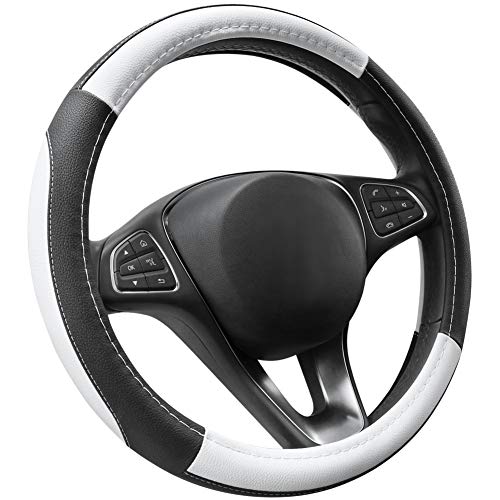 COFIT Cubierta de Volante de Cuero de Microfibra Negro y Blanco M 37-38cm COFIT Cubierta de Volante de Cuero de Microfibra Negro y Blanco M 37-38cm