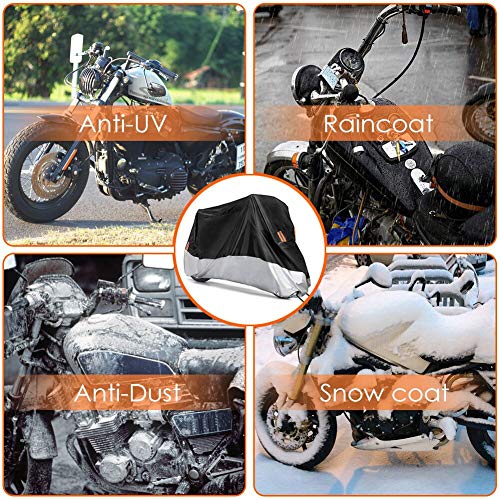 COFIT Funda para Moto, Cubierta de Motoa Impermeable, Anti Viento Polvo UV Lluvia Humedad Protector con Agujeros de Bloqueo - XXL