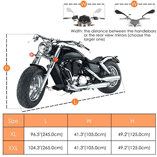 COFIT Funda para Moto, Cubierta de Motoa Impermeable, Anti Viento Polvo UV Lluvia Humedad Protector con Agujeros de Bloqueo - XXL